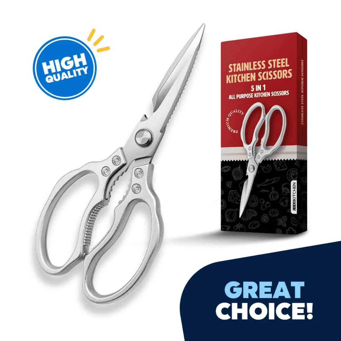 Stainless Steel Multi-Purpose Kitchen Scissors (2-Pack)