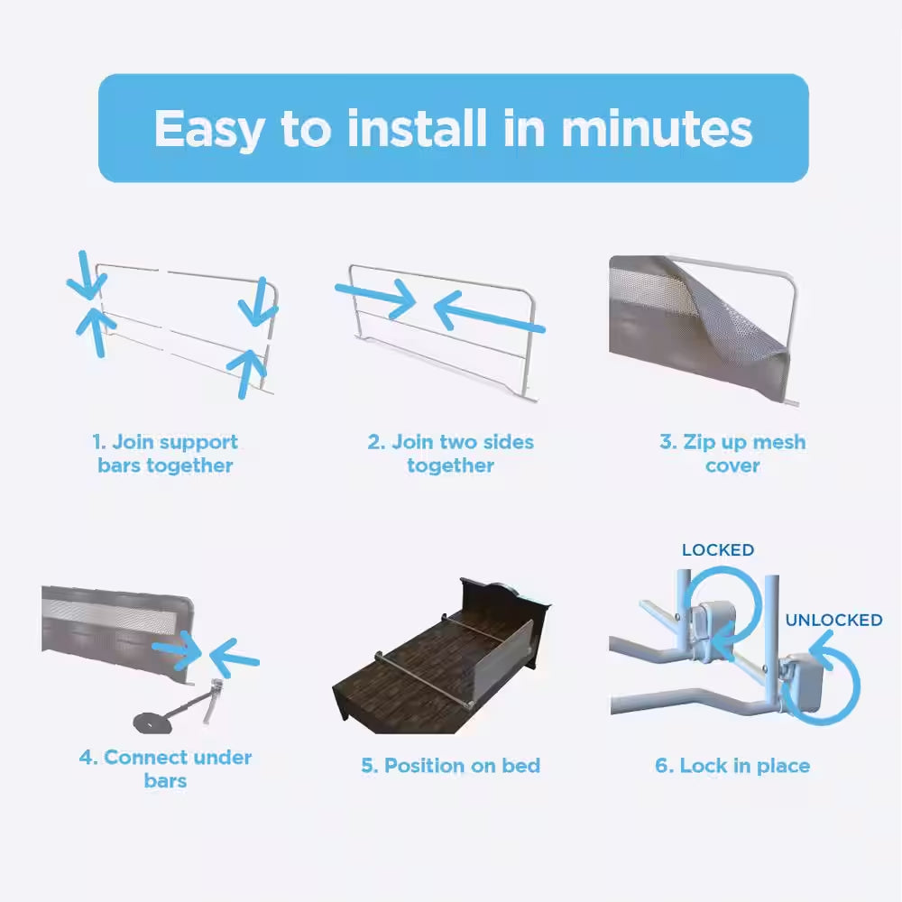 Swing Down Baby Bed Rail – Secure Guard for Kids and Single Mattresses