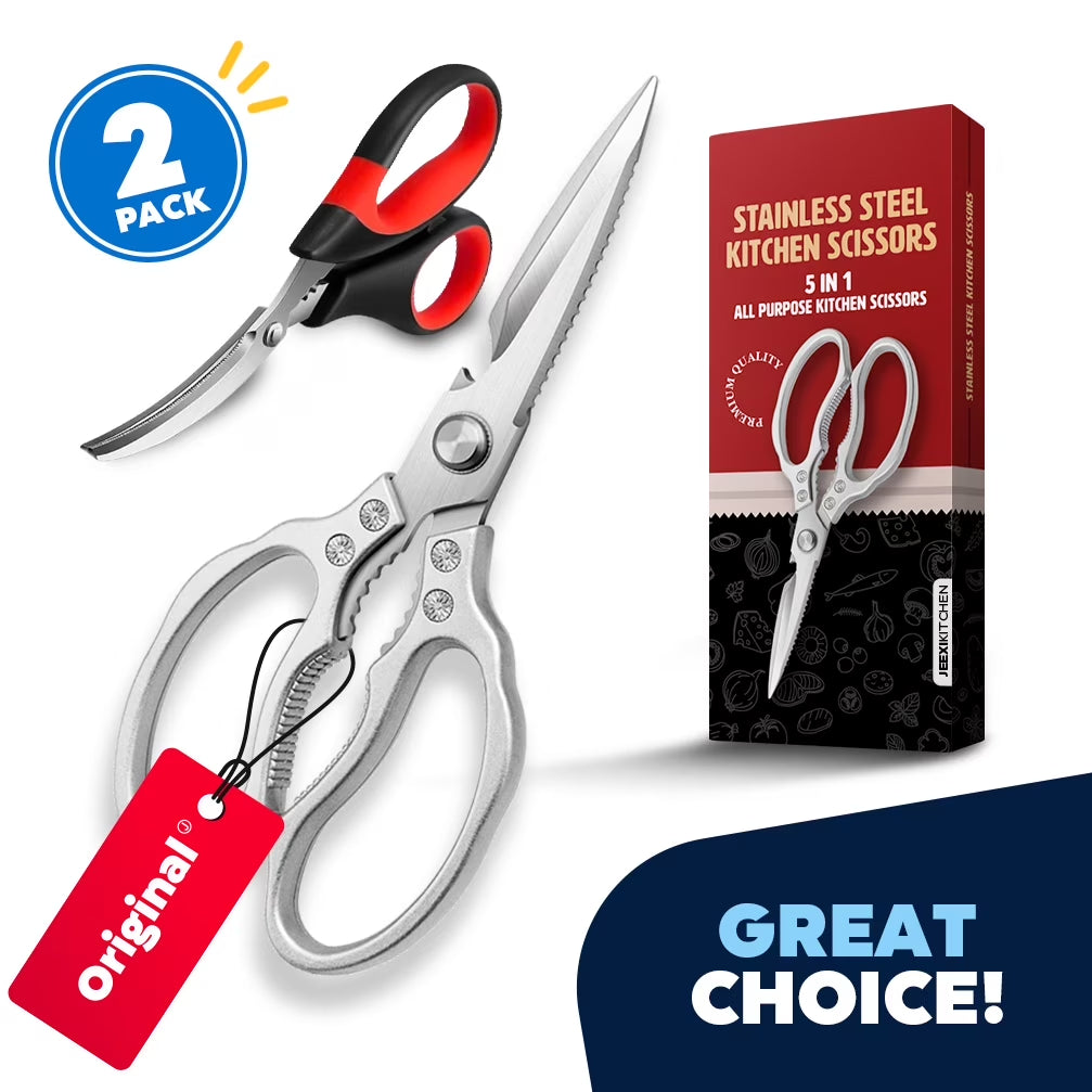 Stainless Steel Multi-Purpose Kitchen Scissors (2-Pack)