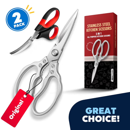 Stainless Steel Multi-Purpose Kitchen Scissors (2-Pack)