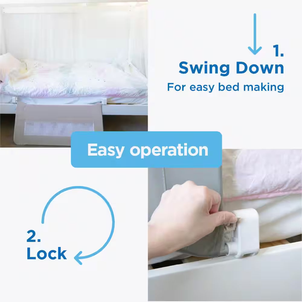 Swing Down Baby Bed Rail – Secure Guard for Kids and Single Mattresses