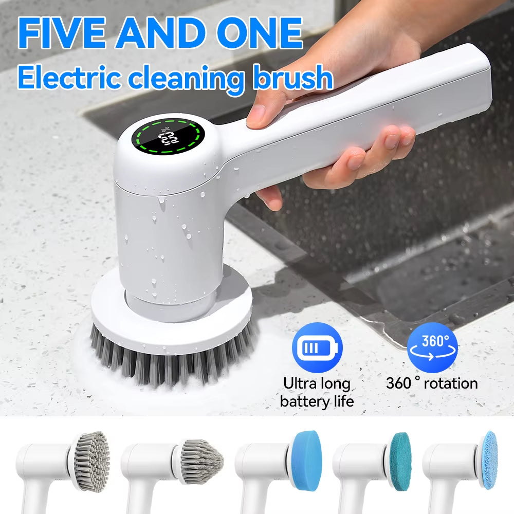 5-in-1 Spin Cleaning Brush - Cordless & Rechargeable