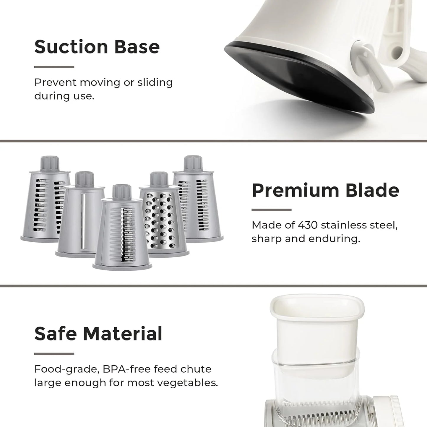 5-in-1 Drum Cheese Shredder for Veggies & Nuts