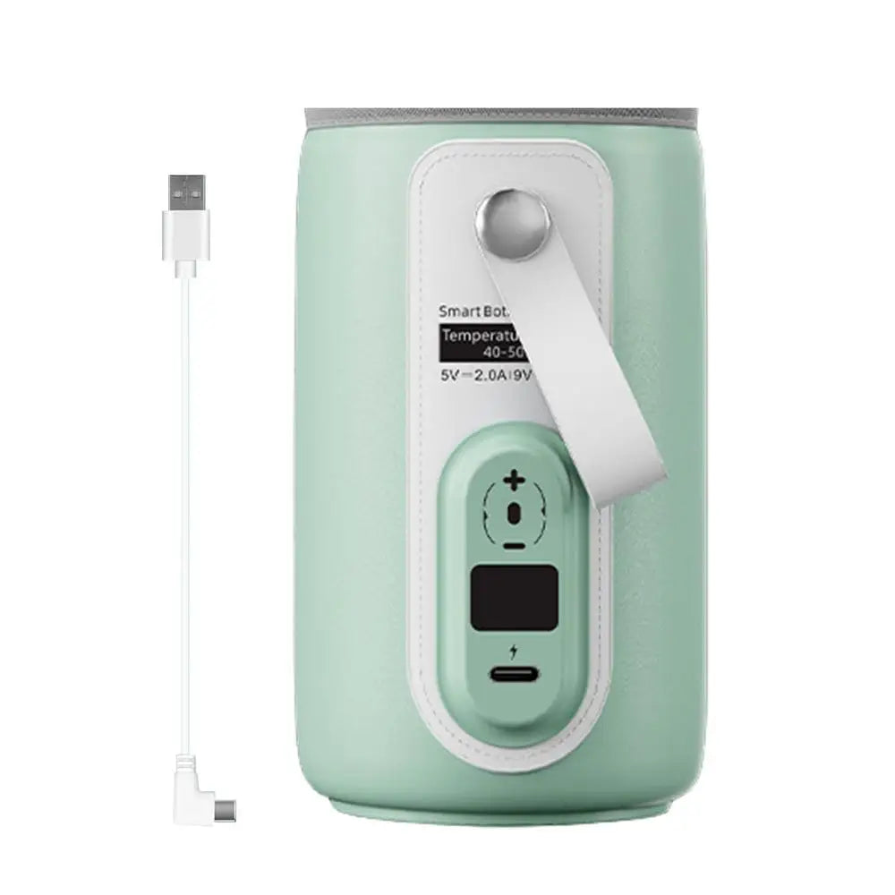 Wireless USB Baby Bottle Warmer Cover – 18W Fast Heating, 6-Temperature Settings, Portable PU Leather Design