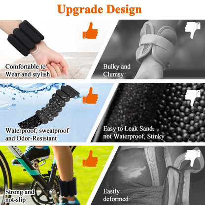 Adjustable Silicone Ankle Weights Set – 2 lb (1 lb Each) for Strength Training, Toning, and Walking Workouts