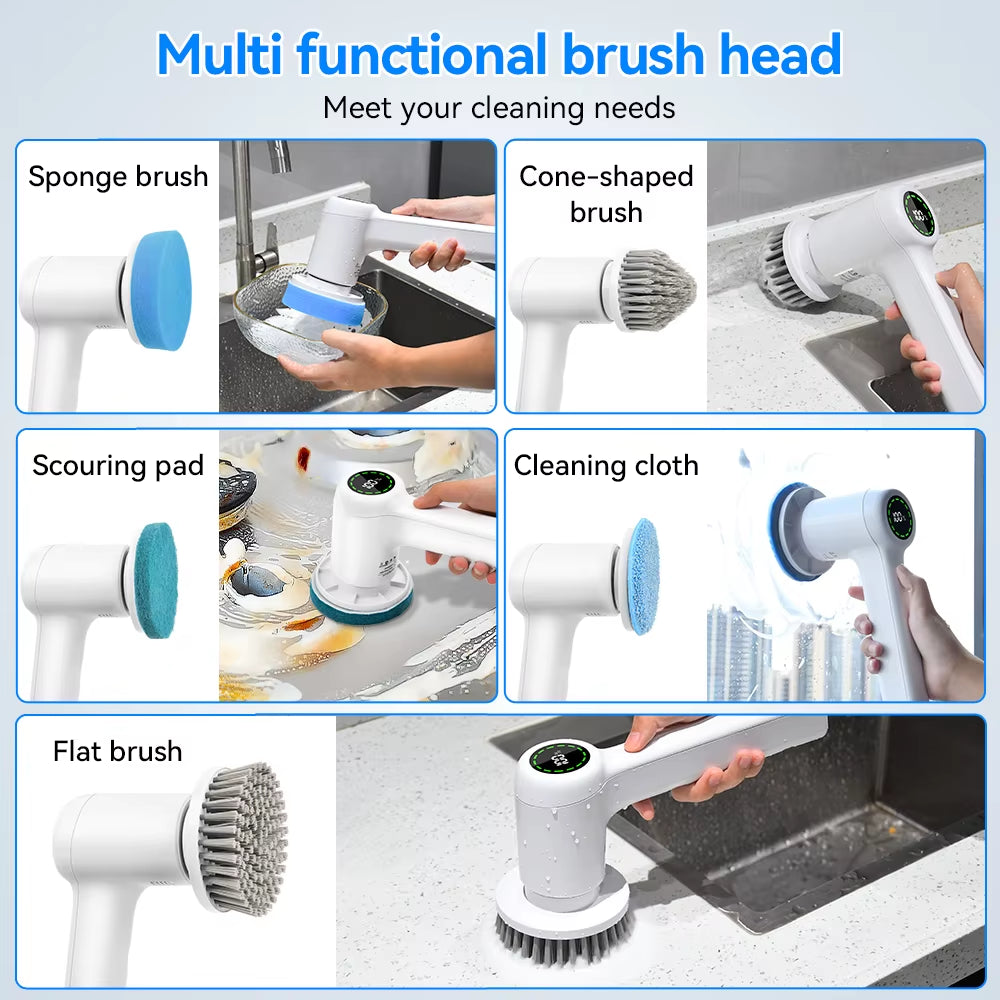5-in-1 Spin Cleaning Brush - Cordless & Rechargeable