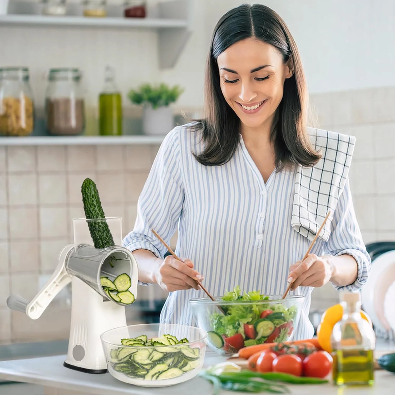 5-in-1 Drum Cheese Shredder for Veggies & Nuts