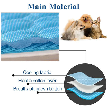 Hands-Free Pet Cooling Mat for Dogs and Cats – Self-Cooling, Portable Summer Bed