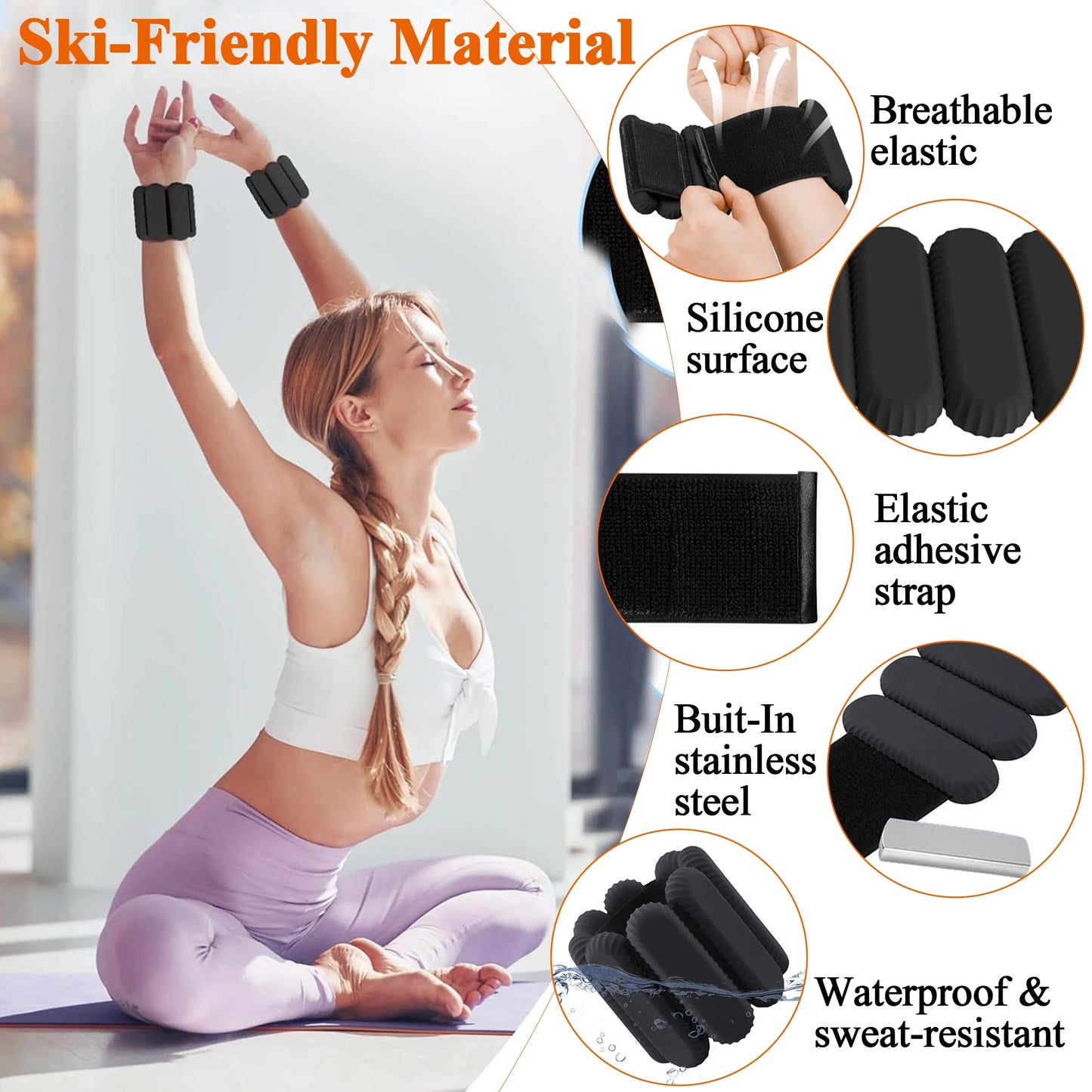 Adjustable Silicone Ankle Weights Set – 2 lb (1 lb Each) for Strength Training, Toning, and Walking Workouts