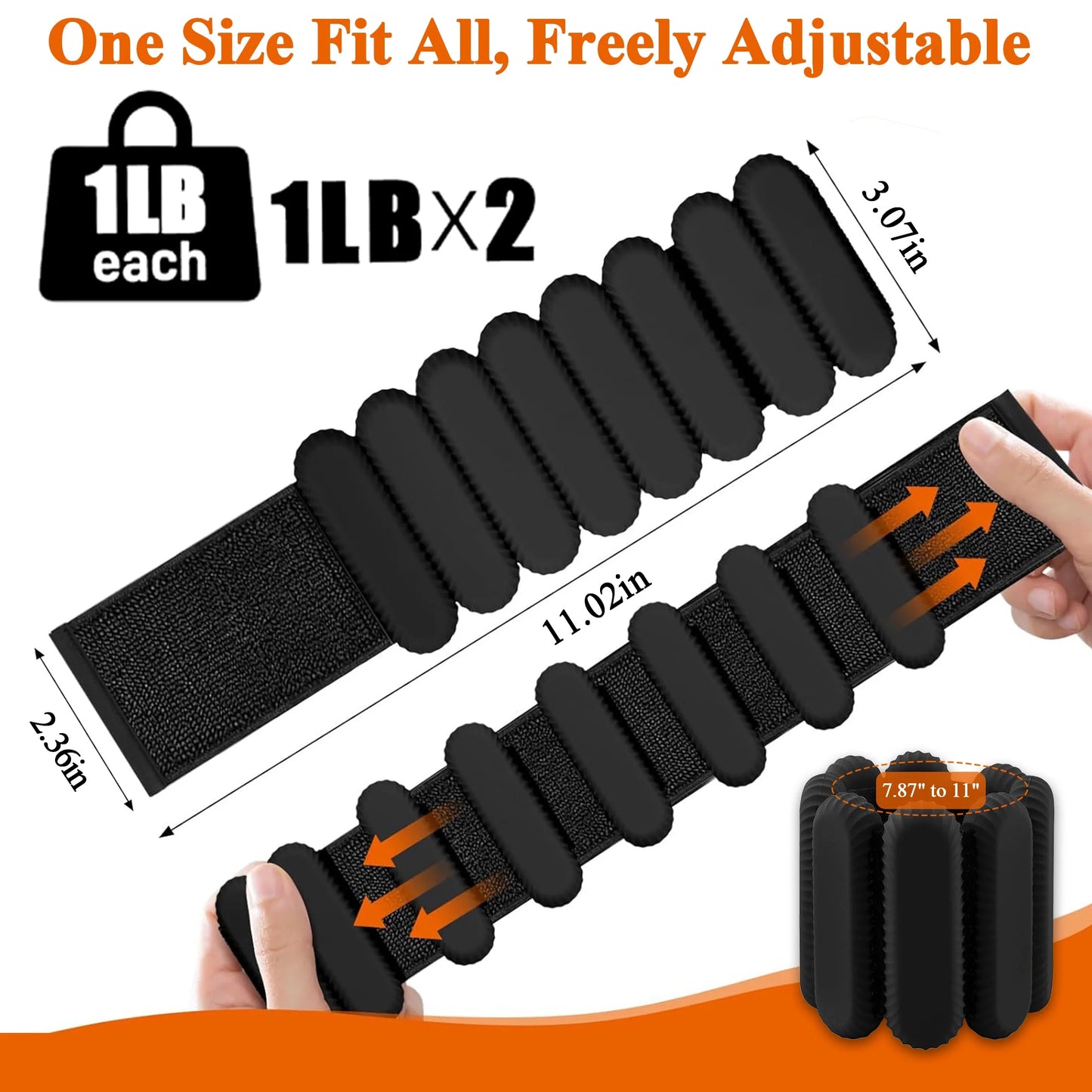 Adjustable Silicone Ankle Weights Set – 2 lb (1 lb Each) for Strength Training, Toning, and Walking Workouts